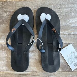 Women's Earthing Black Flip Flops